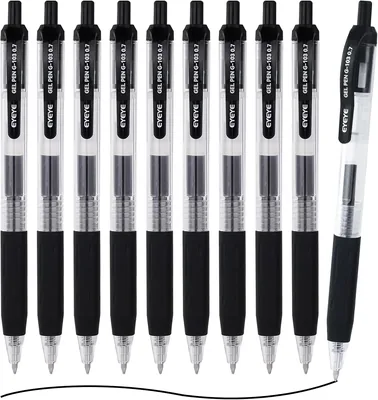 EYEYE G-103 Retractable Gel Pens Black 0.7mm (10 Pack)