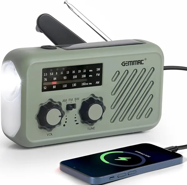 Portable Emergency Radio FM/Am Emergency Radio with Solar Rechargeable Dynamo Radios with Crank