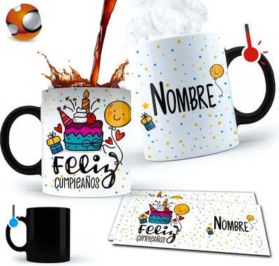 Taza Mágica Personalizada para Café o Té | Con Nombre | Regalo Original para Cumpleaños