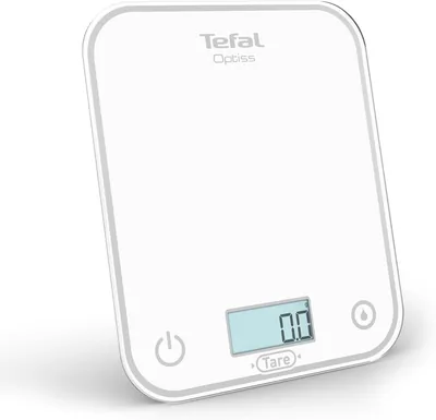 Tefal BC50U0V0 - Balance de cuisine électronique Optiss avec affichage éclairé et anti-rayures, 5 kg, blanc - 22% Off