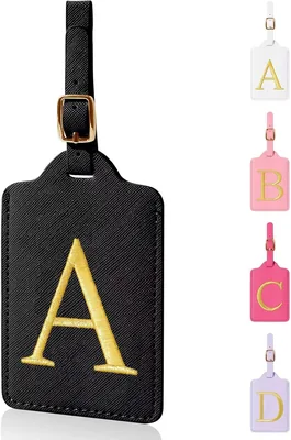 Personalized Leather Luggage Tags - Embroidered Monogramm