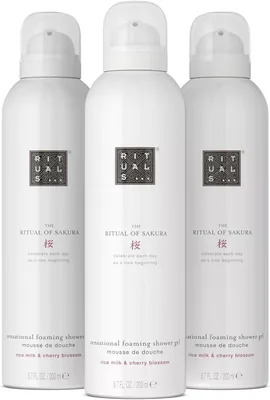 Rituals The Ritual of Sakura Wertpackung - 3 Duschschaum-Fläschchen mit Kirschblütenduft und Reismilch