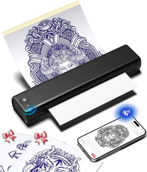 Phomemo M08F Impresora de Tatuajes Termocopiadora con 10 Hojas Compatibles para Teléfono