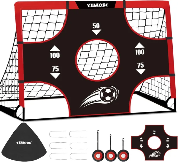Yimore Kids Football Golv Portabel, 3 i 1 Mini Fotbollsgolv Träffar Gard & Innehemma 120 x 90 cm, Fördbar Fotbollstraining T