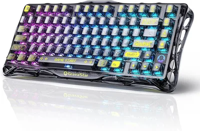 لوحة مفاتيح لعب GravaStar Mercury K1 Lite ميكانيكية - أسود شفاف، تبديل خطي معتب 75% ومزيّن بـ RGB (23% تخفيض)