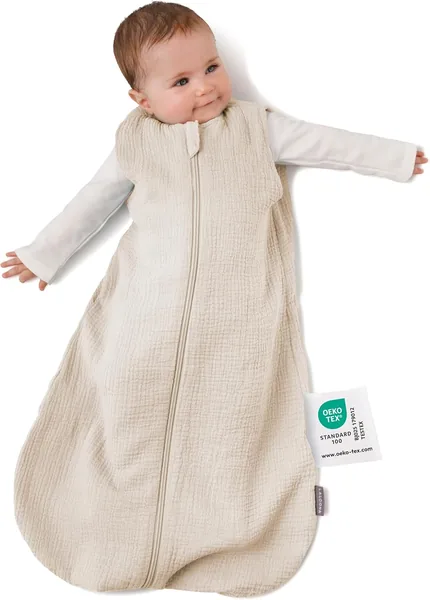 LaLoona Sommer Schlafsack Mull, ärmellos - Leichter Baby Schlafsack ohne Ärmel für warme Tage