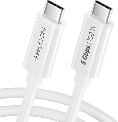 Kabel USB-C deleyCON 2m z ładowaniem 100W i transferem danych 5 Gbit/s - iPhone 17, 16, 15 Pro Max, Air, Galaxy (62% Off)