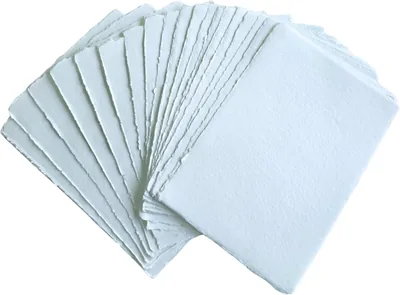KhpalKar Handmade Deckle Edge Cotton Paper - 20 Sheets A4, 300 GSM, White, 100% Cotton - Best Deal