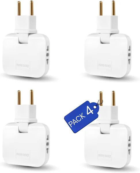 3 & 4 Flat Plug | Flat Wall Socket Extra Flat 3 Sockets Swivel 180