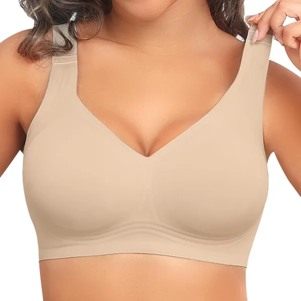 PoseFree Jelly Bra for Women Seamless Wireless Supportive Bra Push Up Comfort Soft Full Coverage Bra