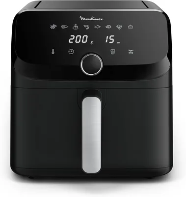 Moulinex Easy Fry Mega: Friteuse compacte à tiroir mono 7.5 L, jusqu'à 8 personnes, 8 programmes, noir - 13% de réduction
