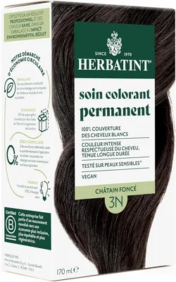 Herbatint Coloration Permanent Cheveux 3N Marron Foncé - 170 ml | Sans Ammoniac, Couverture 100% Cheveux Blonds | Dermatologique - 83% de Réduction