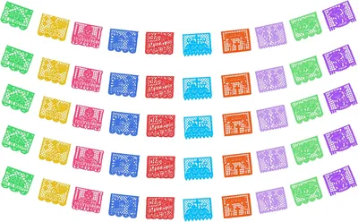 Papel picado Día de Muertos Tradicional - Guirnaldas enramadas - 5 tiras de 5 metros con diseño vibrante