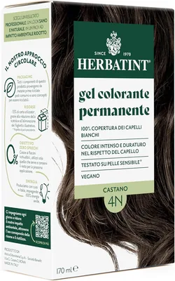 Herbatint Gel Colore Capelli Permanente 4N Marrone - 170 ml | Senza Ammonia, Copertura Totale Capelli Bianchi | per Pelle Sensibile, con 8 O