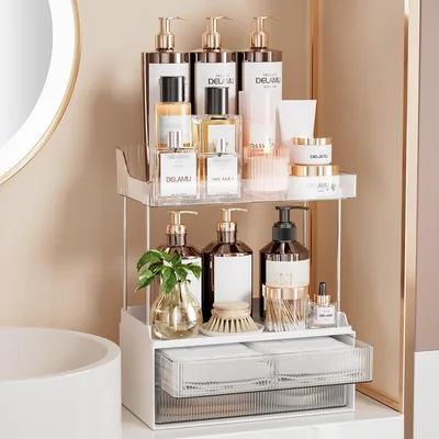 Delamu Organizador de Maquillaje 2 Niveles y 2 Cajones - 5% de Descuento