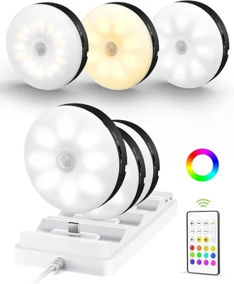 EZVALO RGB Puck Lights with Charging Station
