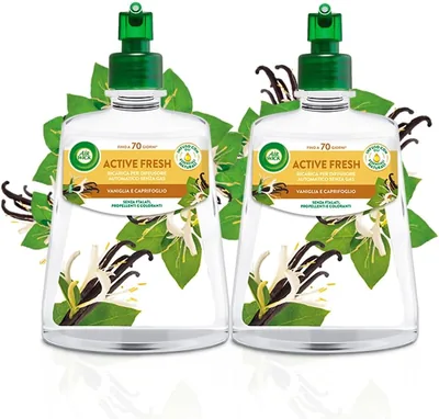 Airwick Active Frescura d'Aria, Riempimento Diffusore Spray Senza Gas con Fragranza di Vaniglia e Iperica - 237 ml (Pack