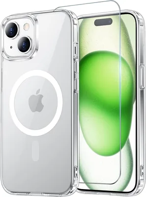 Temdan iPhone 15/14/13 Case, Transparent with Screen Protector & Magsafe