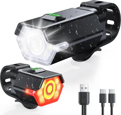 CIRYCASE Bike Lights Front & Back Set - Rechargeable Waterproof Cycle Light