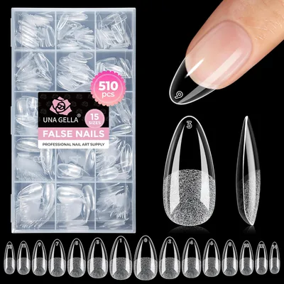 Gelle américaine UNA pour ongles - Capsule de gel pré-sandée, 510 pièces, 15 tailles - Faux ongles