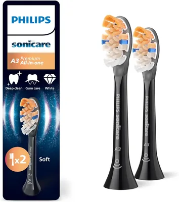 PHILIPS Sonicare A3 Premium All-in-One tändborst, svart, 2-pack, HX9092/88 - Best Deal