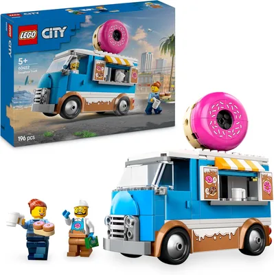 LEGO City Mobilna Pączkarnia - Zabawka konstrukcyjna dla dzieci, Zestaw z pojazdem i minifigurkami