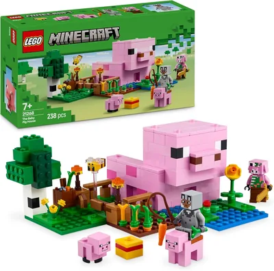LEGO Minecraft Het Huis van de Piglet - Bouwpakket voor Kinderen met Heldere Minifiguur Mobs, Boerderij en Bosbiome - Geschenk