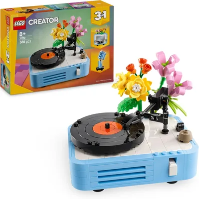 LEGO Creatief 3in1 Grammofoon met Bloemen - Kan worden opgebouwd tot radio of microfoon - Muziekpeelgoed voor kinderen vanaf 8 jaar