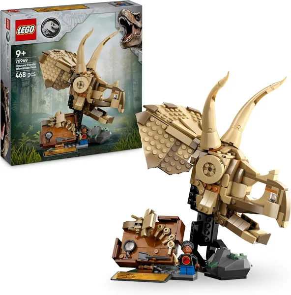 LEGO Jurassic World Dinosaur Fossielen: Triceratops Skelet Model, Voor kinderen vanaf 9 jaar, Geschenk voor jongens en meisjes, Nu 45% korting!