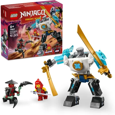 LEGO NINJAGO Zane’s Battle Suit Mech 71827 Toy Set with Minifigures, Kids Ninja Gift