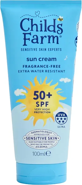 Childrens Farm Kids & Baby Sun Cream SPF 50+ | UVA & UVB Very High Protection | Extra Water Resistant | Fragrance Free | Suitable for Dry, Sensitive Skin