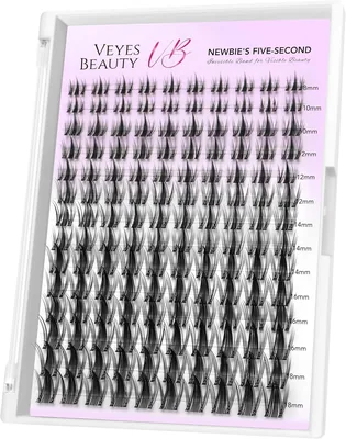 VEYESBEAUTY Lash Clusters Individual Eyelash Extensions Thin & Invisible Band DIY False Eyelashes fo