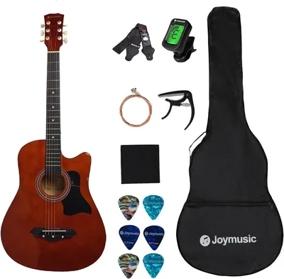 Joymusic 38-inch Brown Beginner Acoustic Guitar Kit - 37% Off