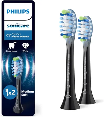 PHILIPS Sonicare C3 Premium Plaque Defence Tandborsthuvud, Svart, 2-paket, HX9042/88 - Spar 13%