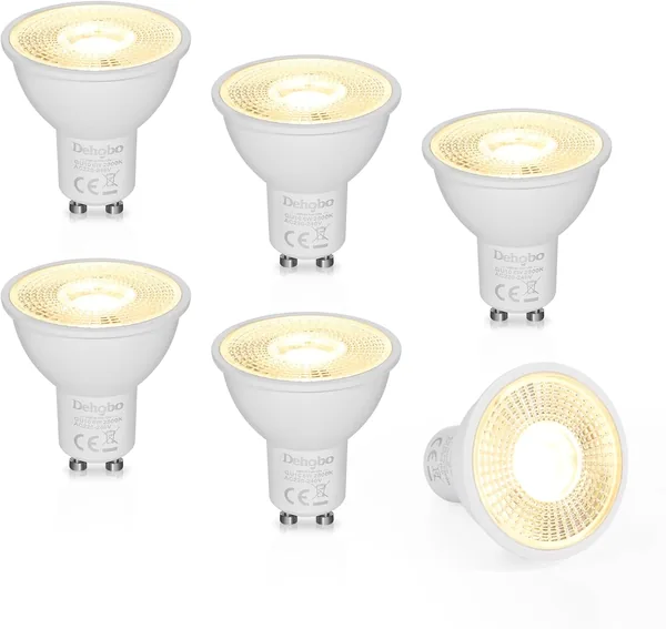 Dehobo GU10 LED Bulb, Warm Light Bulb 2800K 6W (60W Equivalent) 480Lumen for GU10 Lamps