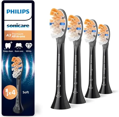 PHILIPS Sonicare A3 Premium All-in-One tändborst, svart, 4-pack, HX9094/88 - Best Deal