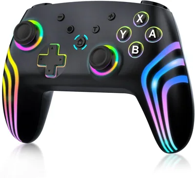 Manette Sans Fil Pro MYSTILUCK pour Switch/Switch 2/Lite/OLED/PC, 7 Couleurs RGB