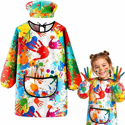 Delantales para Niños ANNIEMOOM, 2 Piezas para Pintura Artística con Mangas Largas y Bolsillos