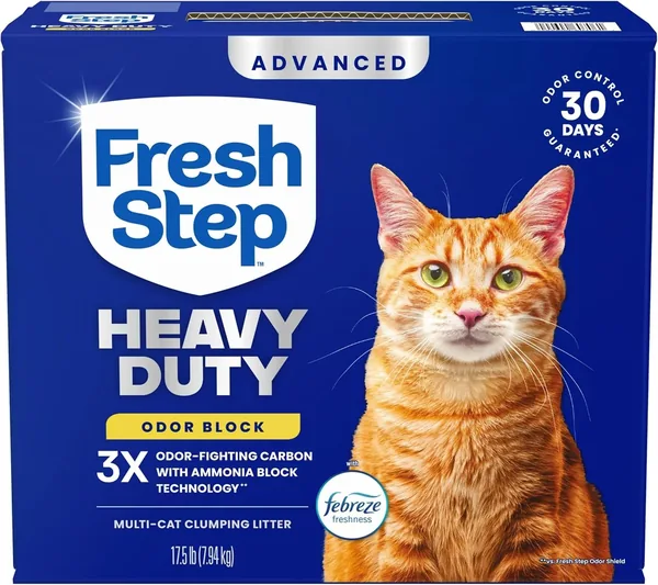 Fresh Step Heavy Duty Odor Block Advanced Multi Cat Clumping Litter with Febreze, 17.5 lb (Package May Vary)