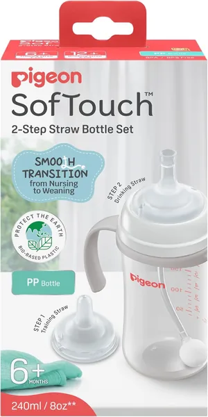 Pigeon Softouch BPP Step-Up Straw Bottle Set 240ml Logo - Best Deal