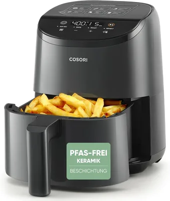 COSORI Heißluftfritteuse Klein 2L, Mini-Fritteuse für 1 Person, mit PFAS-freiem Keramikbeschichtung