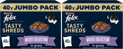 Felix Tasty Shreds Wet Cat Food 40x80g (Pack of 2)