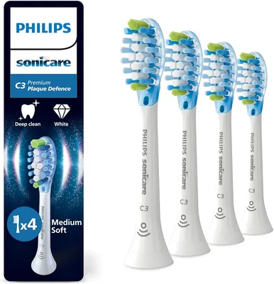 PHILIPS Sonicare C3 Premium Plaque Defence Borstenhullor, Vit, Paket med 4, HX9044/87