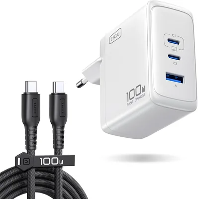 Chargeur INIU 100W USB C, Adaptateur Type C QC GaN | Cable AVCE 100W Compact