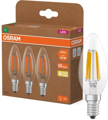 Osram LED-Leuchtmittel mit hoher Effizienz, Energieeffizienzklasse A, Wertpackung mit 3 Glühbirnen, ersetzt herkömmliche 40W-Glühbirnen - 27% Rabatt