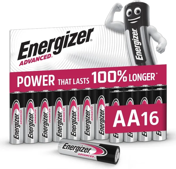 Energizer Advanced - AA Batteries (Pack of 16) - 1.5 V Alkaline Batteries