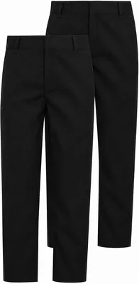 2 Pack Boys School Trousers Regular Fit Adjustable Waist Teflon-Free Best Deal