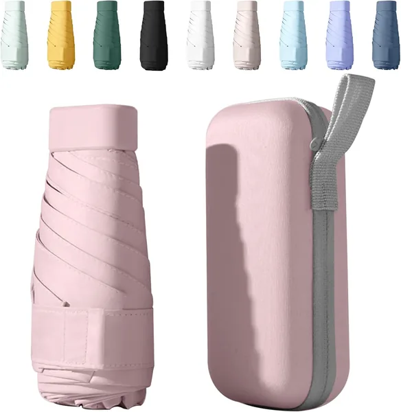 Parapluie Sykerout Mini, Parapluie Pliable Compact, 100% UV Protection avec Etui de Transport