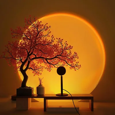 GY Sonnenlampe, 4 Farb-Sonnenlampe, USB-Anschluss Sonnenlicht LED-Projektion, 180° Schwenkbares Umgebungslicht, Ideal für Fotos, Selbst
