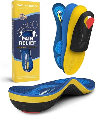 WalkHero Heavy Duty Pain Relief Shoe Inserts High Arch Support